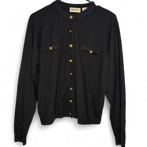 Kerri & Kelsey vintage size large L black vintage 90s cardigan with gold buttons